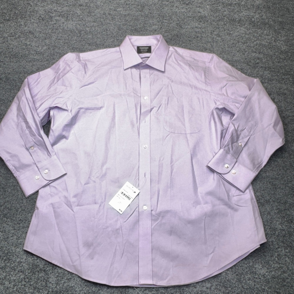 Nordstrom Dress Shirt Mens 16.5 Purple Spray Traditional Stretch Tech-Smart